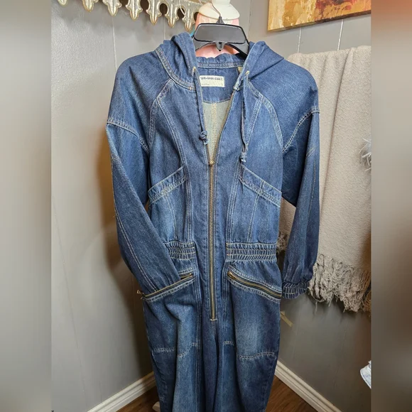 WE THE FREE Denim Jumpsuit w Hoodie - Picture 3 of 7